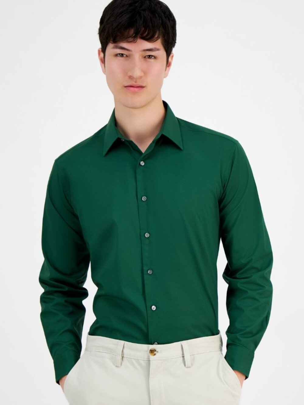 Club Room Men's Regular-Fit Dress Shirt, Created for Macy's-Rich Evergreen NWT